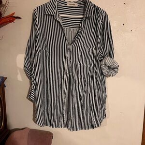 Black and White Striped Button Down Shirt